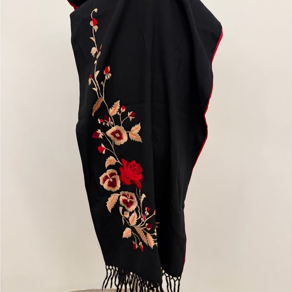 Y2K Express Wool/Satin Shawl - Picture 2 of 10